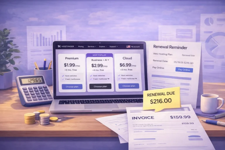Web hosting renewal costs in 2026 for beginners